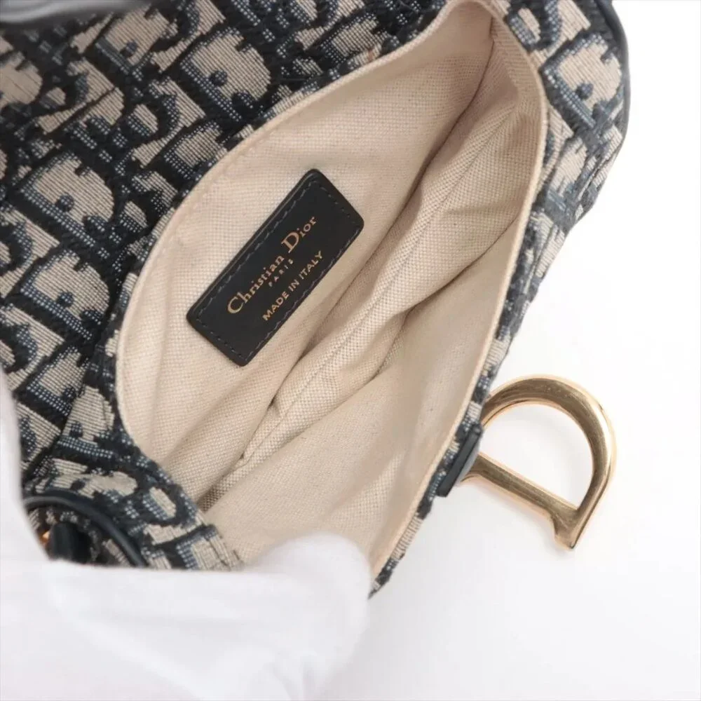 Sold out ❌Christian Dior Oblique Saddle Bag canvas x leather Shoulde - Picture 6 of 8